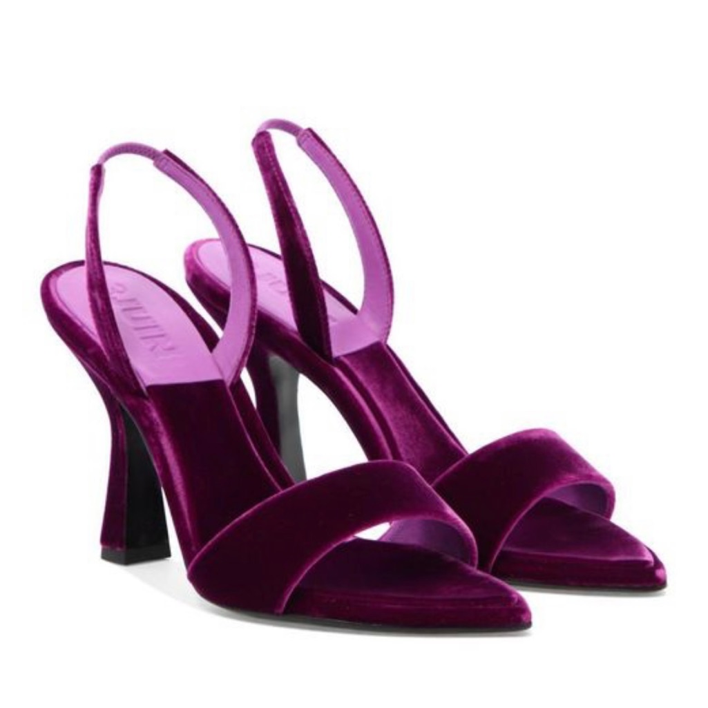 Nwt Juin Lily Syria Sandal Heels Velvet In Purple